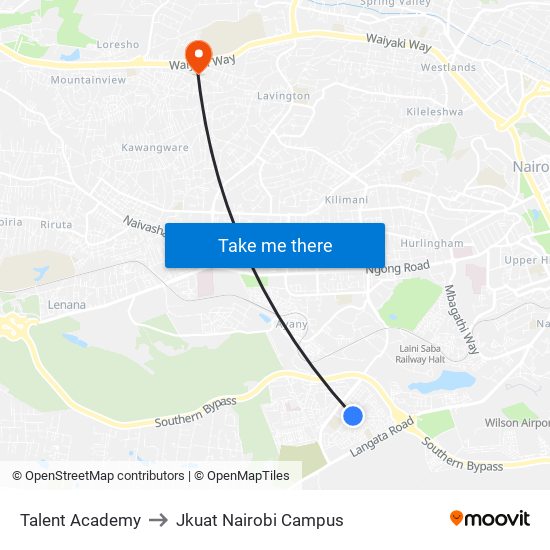 Talent Academy to Jkuat Nairobi Campus map