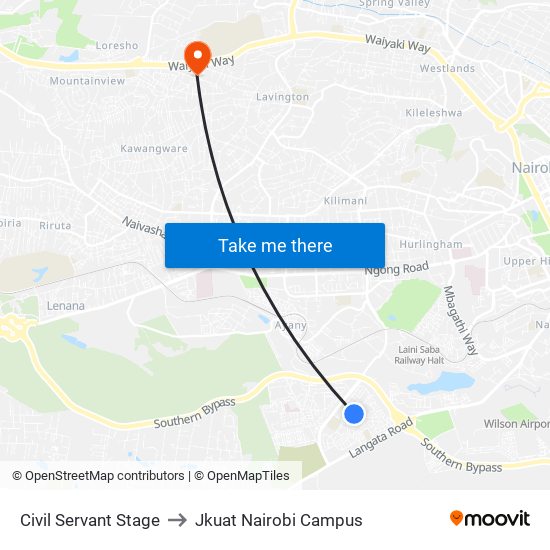 Civil Servant Stage to Jkuat Nairobi Campus map