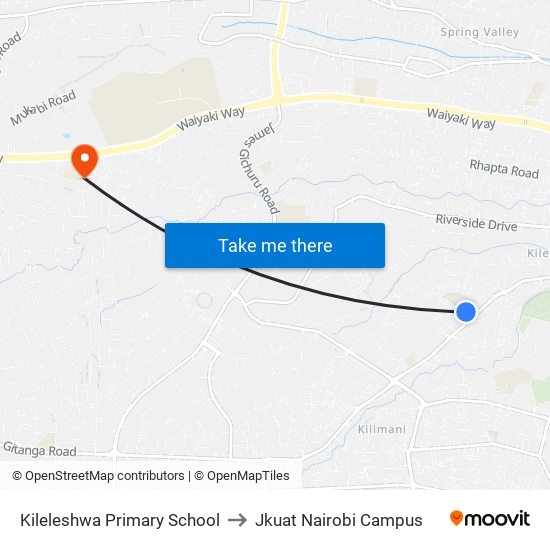 Kileleshwa Primary School to Jkuat Nairobi Campus map