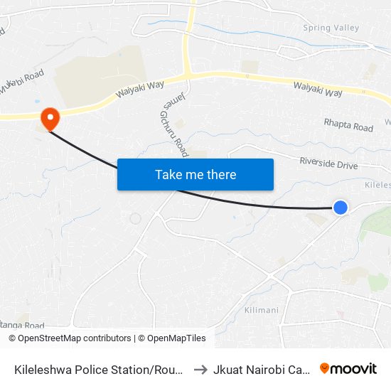 Kileleshwa Police Station/Roundabout to Jkuat Nairobi Campus map