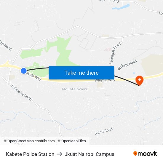 Kabete Police Station to Jkuat Nairobi Campus map