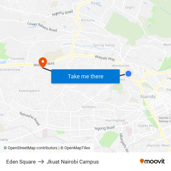 Eden Square to Jkuat Nairobi Campus map