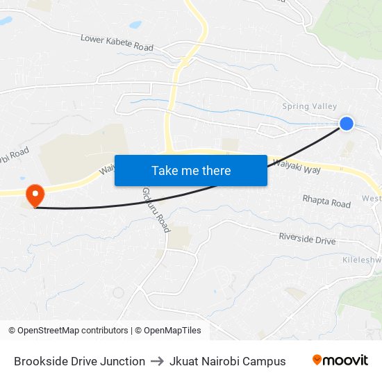 Brookside Drive Junction to Jkuat Nairobi Campus map