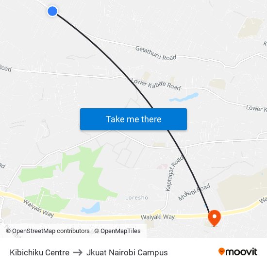 Kibichiku Centre to Jkuat Nairobi Campus map