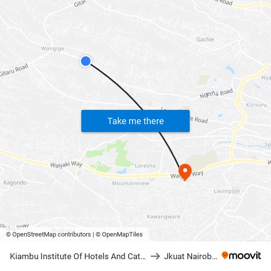 Kiambu Institute Of Hotels And Catering/Valence School to Jkuat Nairobi Campus map