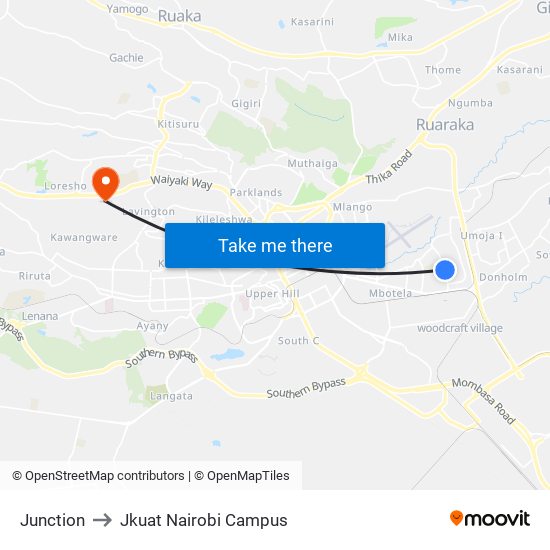 Junction to Jkuat Nairobi Campus map