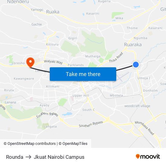 Rounda to Jkuat Nairobi Campus map