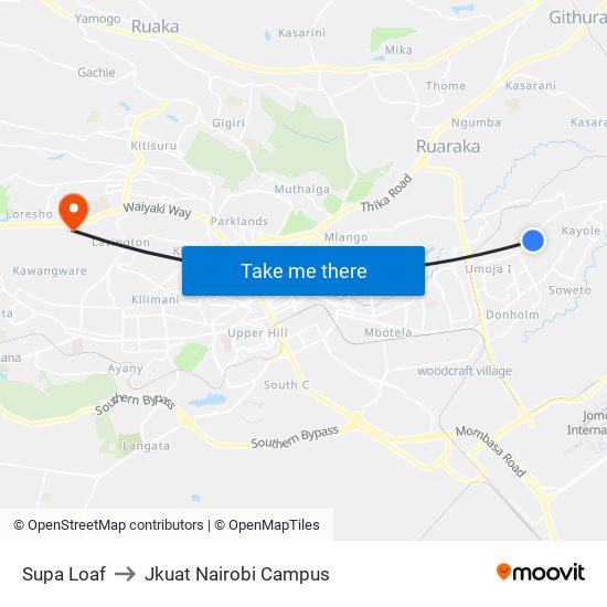 Supa Loaf to Jkuat Nairobi Campus map