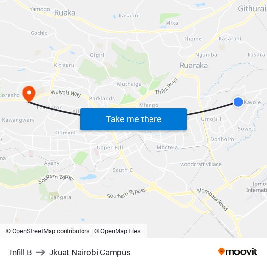 Infill B to Jkuat Nairobi Campus map