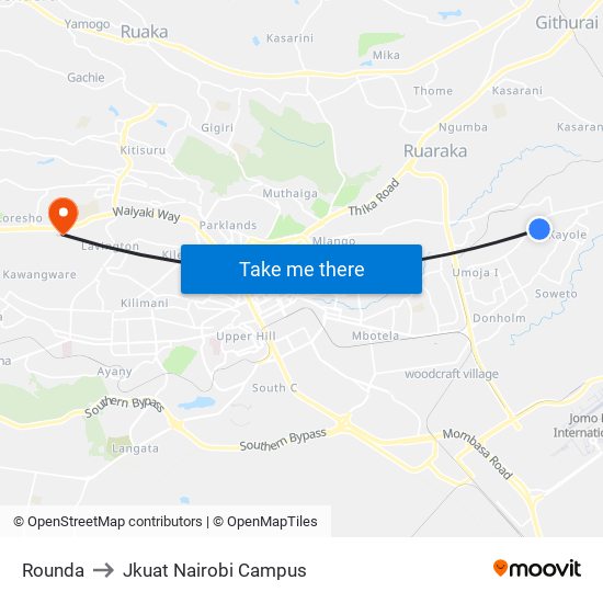 Rounda to Jkuat Nairobi Campus map