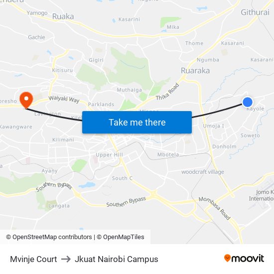 Mvinje Court to Jkuat Nairobi Campus map