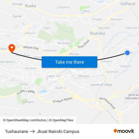 Tushauriane to Jkuat Nairobi Campus map