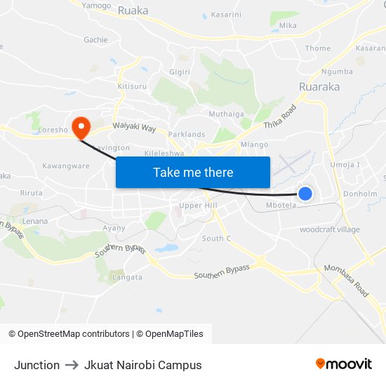 Junction to Jkuat Nairobi Campus map