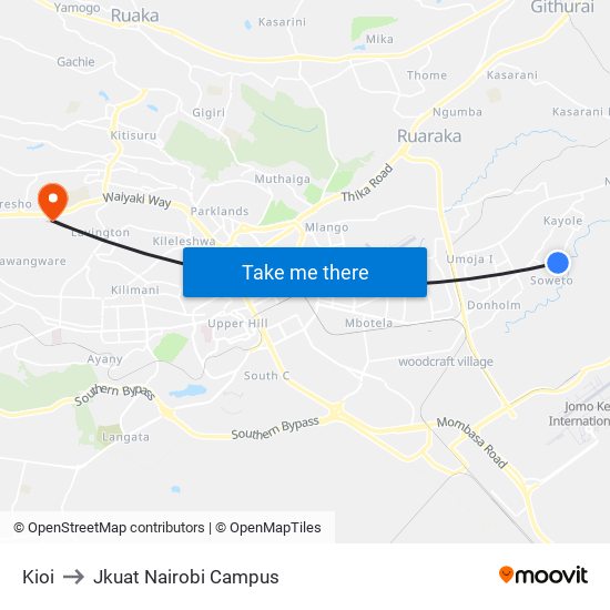 Kioi to Jkuat Nairobi Campus map