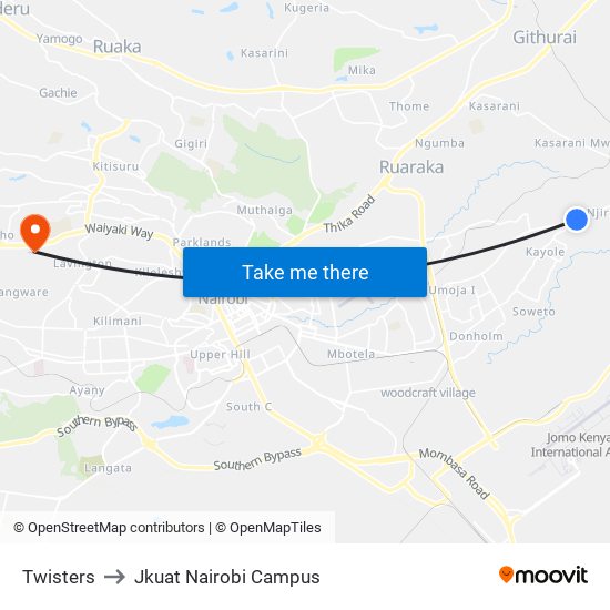 Twisters to Jkuat Nairobi Campus map