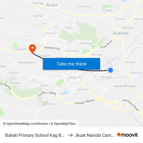 Bahati Primary School Kag Bahati to Jkuat Nairobi Campus map