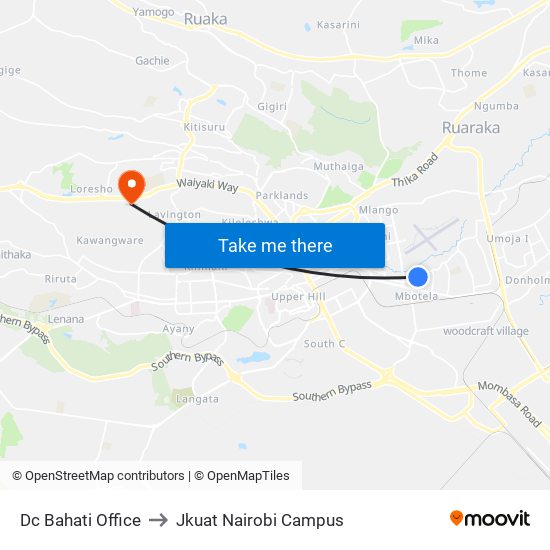 Dc Bahati Office to Jkuat Nairobi Campus map