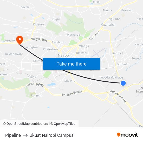 Pipeline to Jkuat Nairobi Campus map