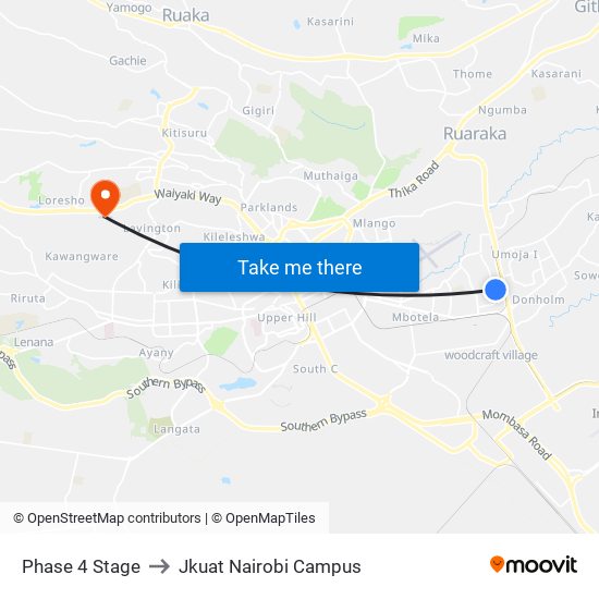 Phase 4 Stage to Jkuat Nairobi Campus map