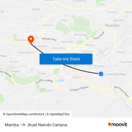 Mamba to Jkuat Nairobi Campus map