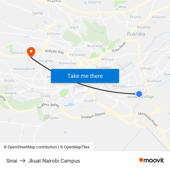 Sinai to Jkuat Nairobi Campus map