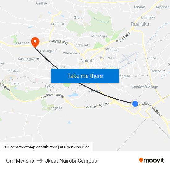 Gm Mwisho to Jkuat Nairobi Campus map
