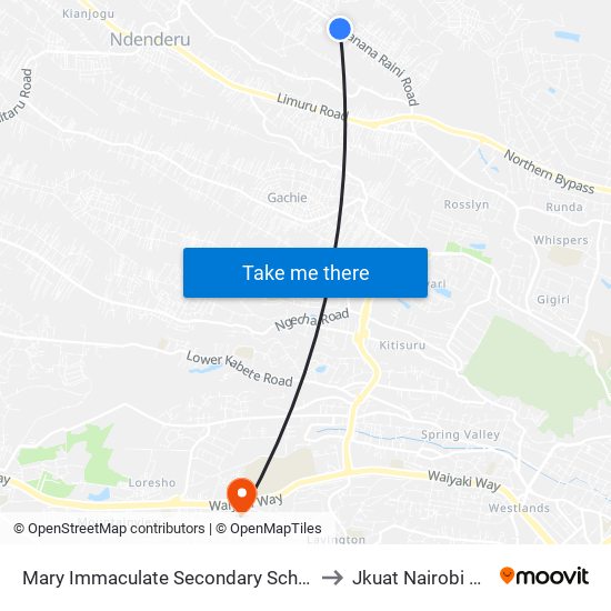 Mary Immaculate Secondary School/Muchatha to Jkuat Nairobi Campus map