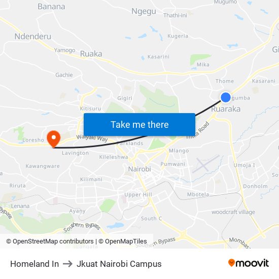Homeland In to Jkuat Nairobi Campus map