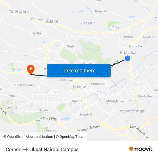 Corner to Jkuat Nairobi Campus map