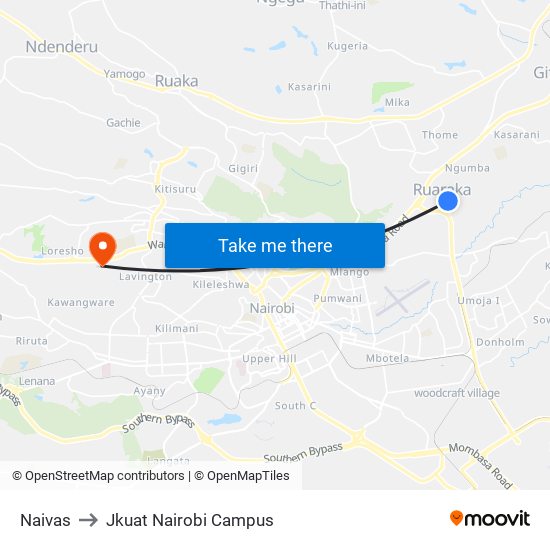 Naivas to Jkuat Nairobi Campus map
