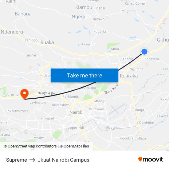 Supreme to Jkuat Nairobi Campus map