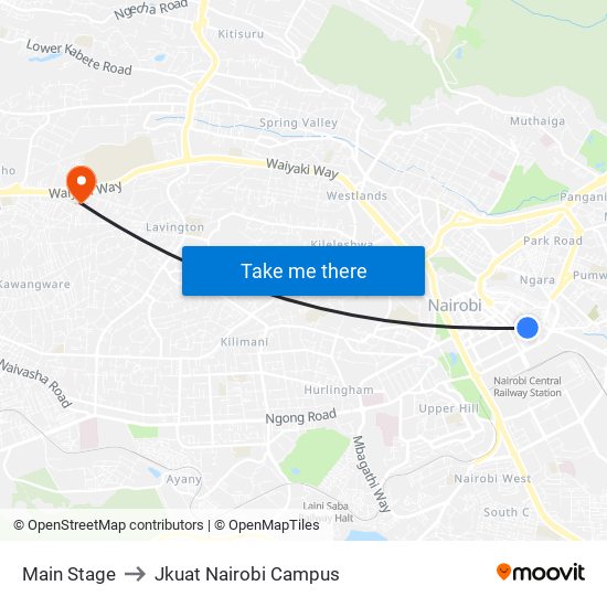 Main Stage to Jkuat Nairobi Campus map