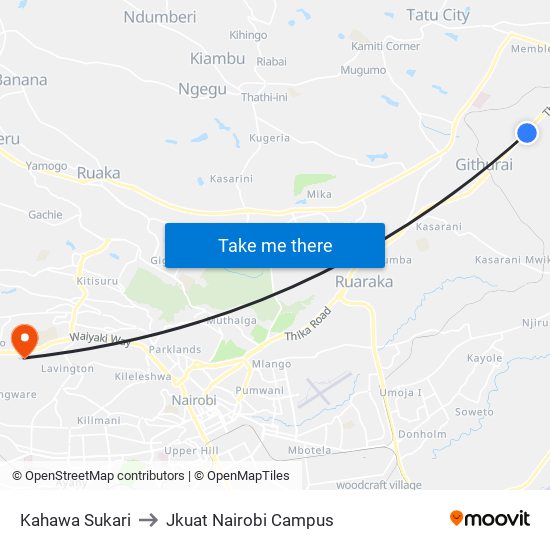 Kahawa Sukari to Jkuat Nairobi Campus map