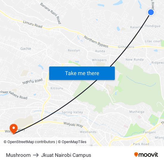 Mushroom to Jkuat Nairobi Campus map