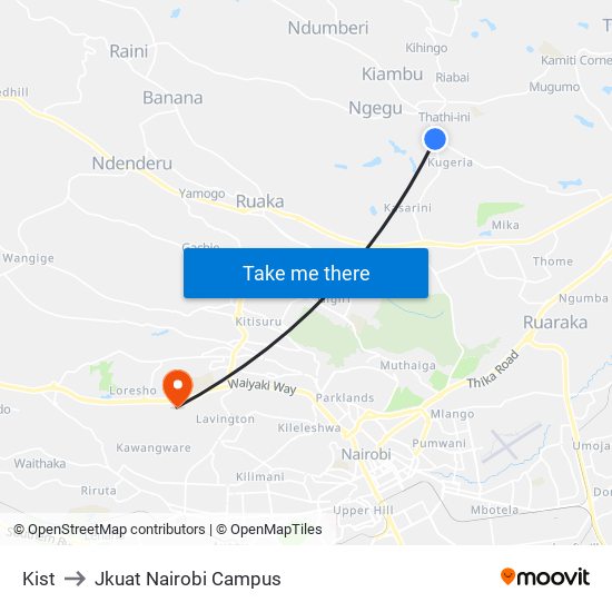 Kist to Jkuat Nairobi Campus map