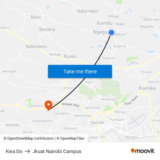 Kwa Do to Jkuat Nairobi Campus map