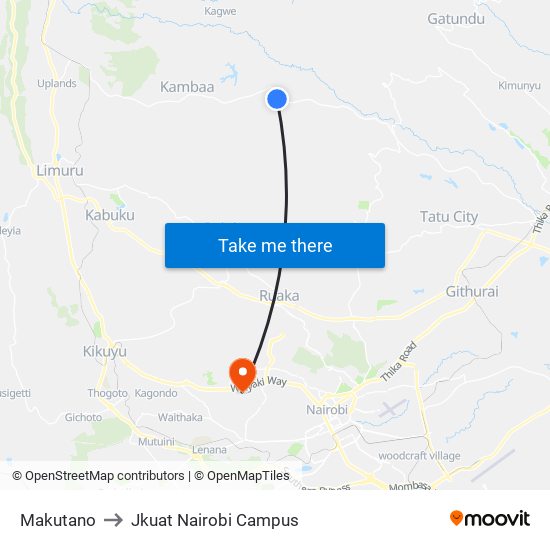 Makutano to Jkuat Nairobi Campus map