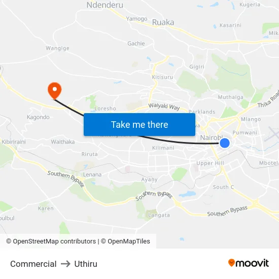 Commercial to Uthiru map