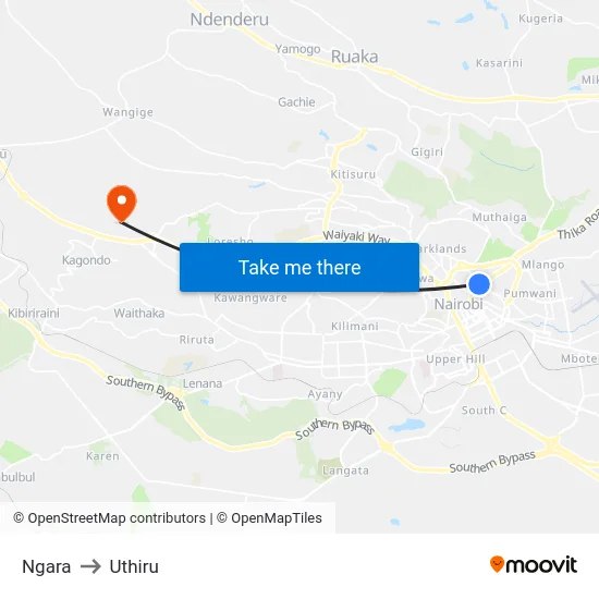 Ngara to Uthiru map