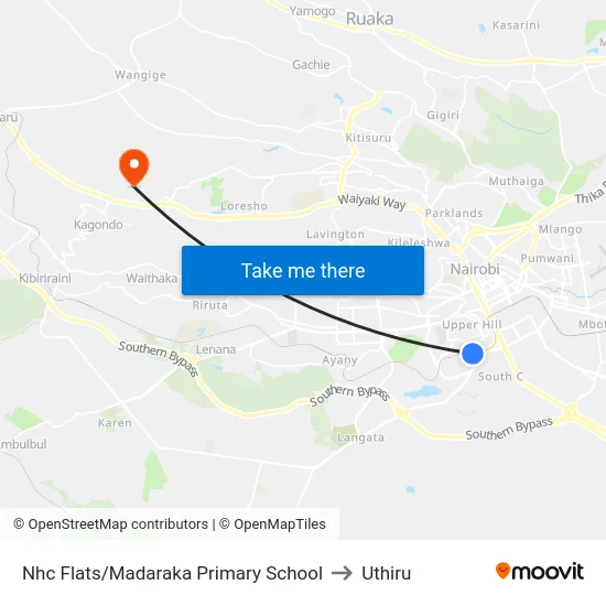Nhc Flats/Madaraka Primary School to Uthiru map