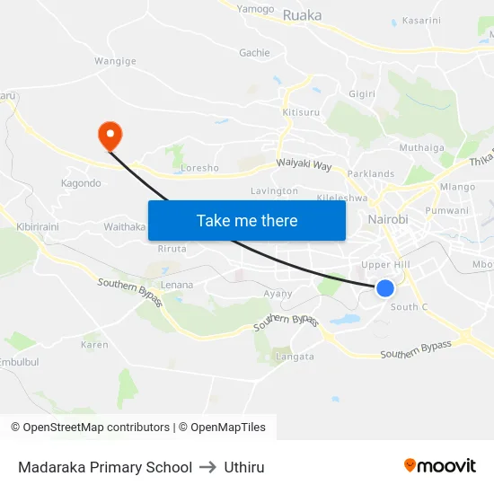 Madaraka Primary School to Uthiru map