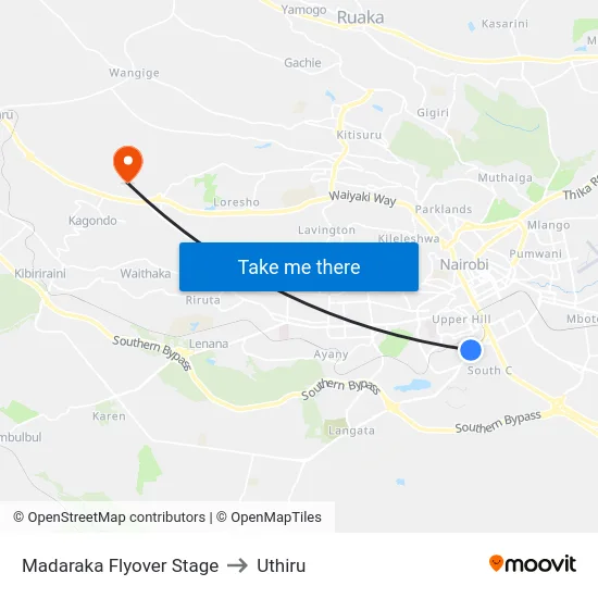 Madaraka Flyover Stage to Uthiru map