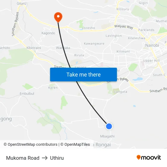 Mukoma Road to Uthiru map
