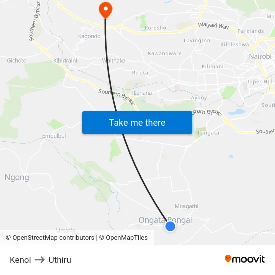 Kenol to Uthiru map