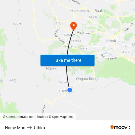 Horse Man to Uthiru map