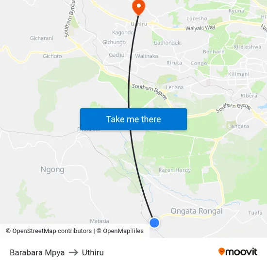 Barabara Mpya to Uthiru map
