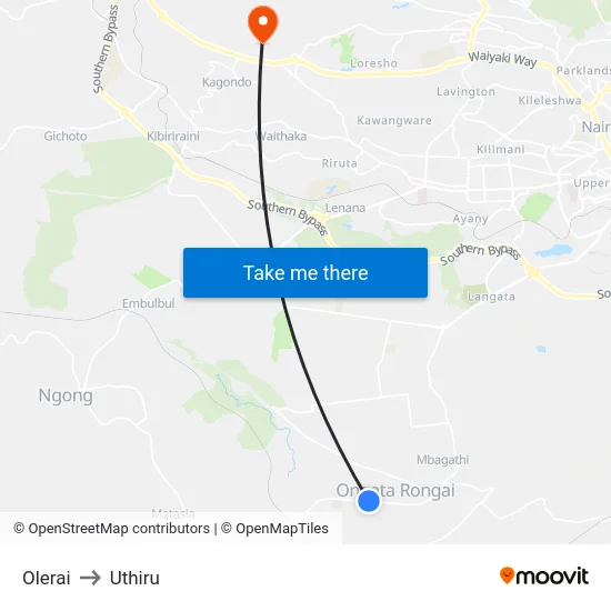 Olerai to Uthiru map