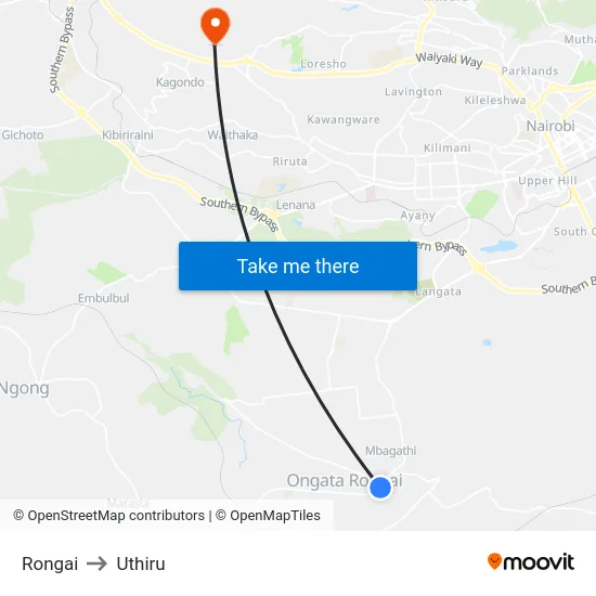 Rongai to Uthiru map