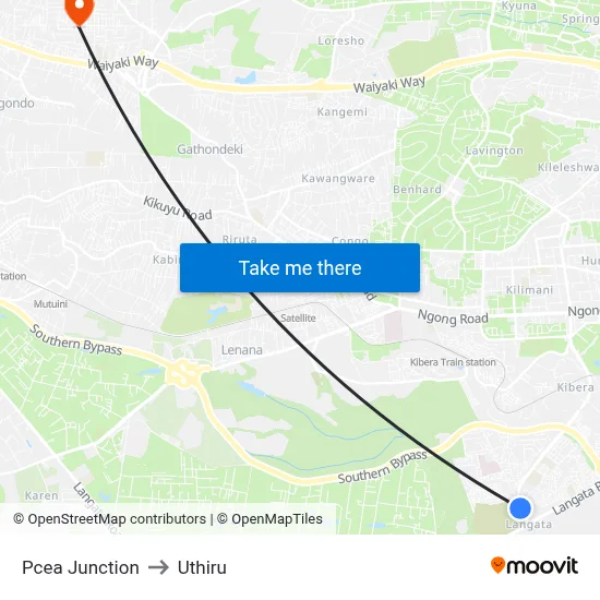 Pcea Junction to Uthiru map