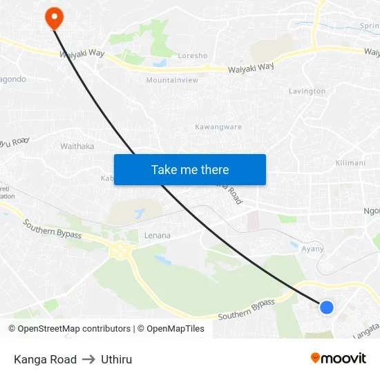 Kanga Road to Uthiru map